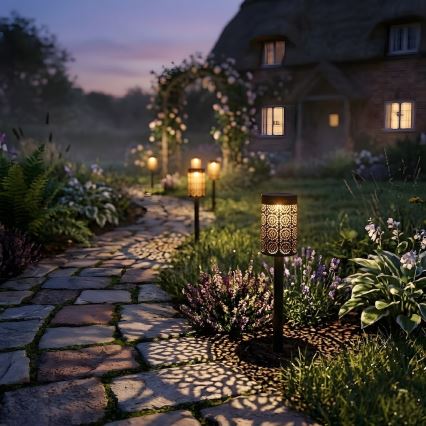 Комплект из 4 солнечных LED-ламп DECOR, 1,2 В, 150 мА·ч, 3000 К, 39 см, IP44, чёрные