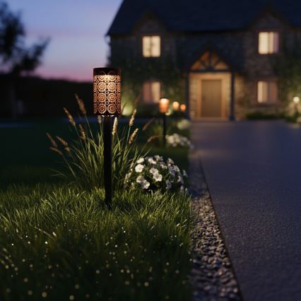 Комплект из 4 солнечных LED-ламп DECOR, 1,2 В, 150 мА·ч, 3000 К, 39 см, IP44, чёрные