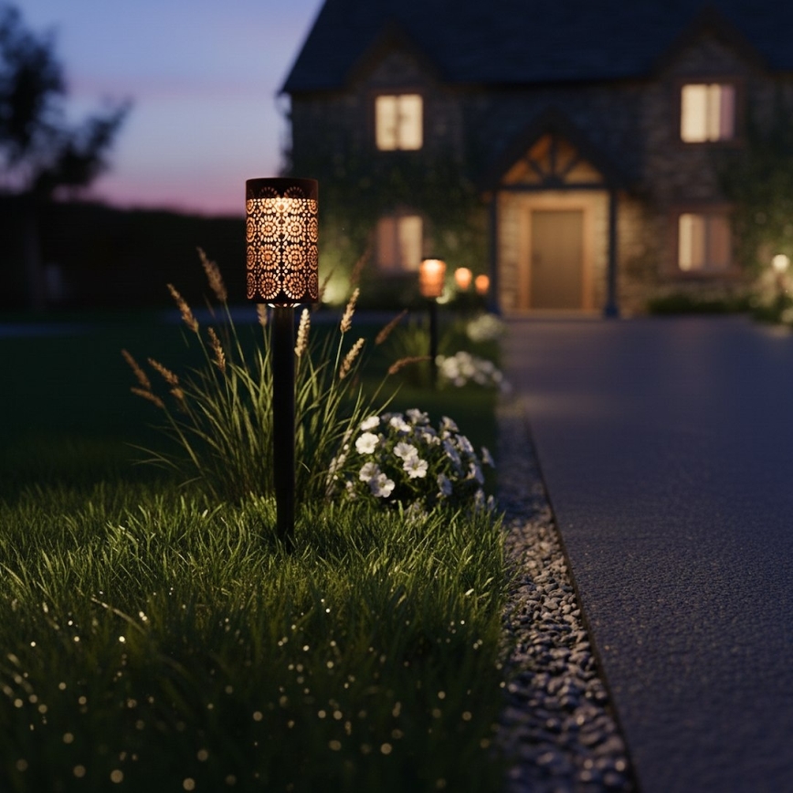 Комплект из 4 солнечных LED-ламп DECOR, 1,2 В, 150 мА·ч, 3000 К, 39 см, IP44, чёрные