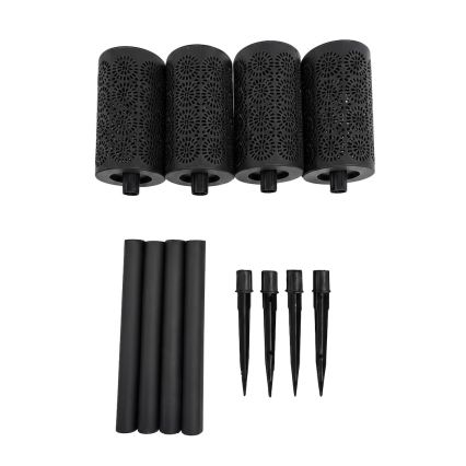 Комплект из 4 солнечных LED-ламп DECOR, 1,2 В, 150 мА·ч, 3000 К, 39 см, IP44, чёрные