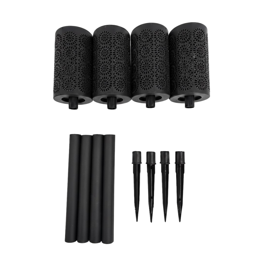 Комплект из 4 солнечных LED-ламп DECOR, 1,2 В, 150 мА·ч, 3000 К, 39 см, IP44, чёрные