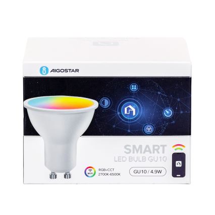 Комплект из 4 шт. LED RGBW диммируемых ламп Smart, цоколь GU10, 4,9 Вт / 230 В, 2700–6500 К - Aigostar