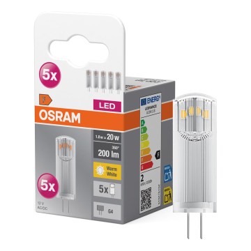 Комплект із 5 LED-ламп PIN G4, 1,8 Вт/12 В, 2700 К - Osram