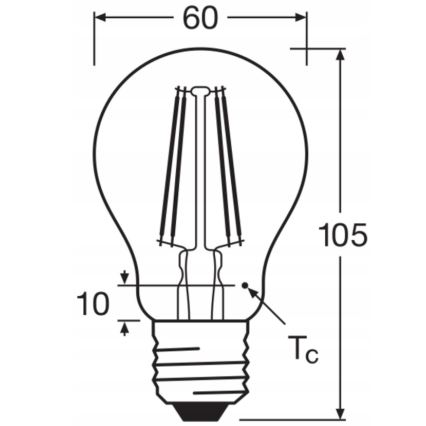 Комплект из 5 светодиодных ламп BASE CLASSIC FILAMENT A60 E27/7 Вт/230 В/4000 К - Osram