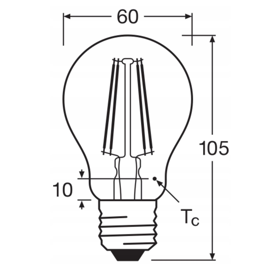 Комплект из 5 светодиодных ламп BASE CLASSIC FILAMENT A60 E27/7 Вт/230 В/4000 К - Osram