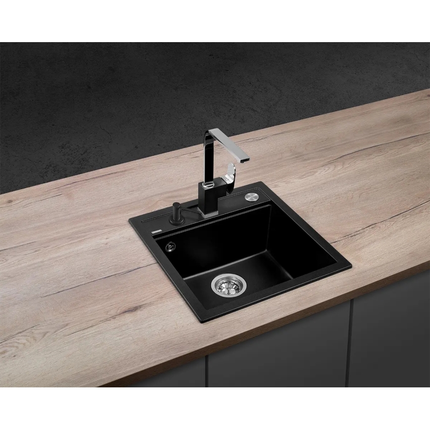 Концепт ДГ00С50ВС - Кухонна мийка КУБІС 49х51 см граніт/чорна