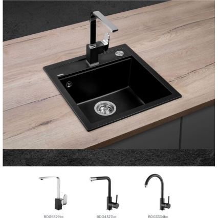 Концепт ДГ00С50ВС - Кухонна мийка КУБІС 49х51 см граніт/чорна