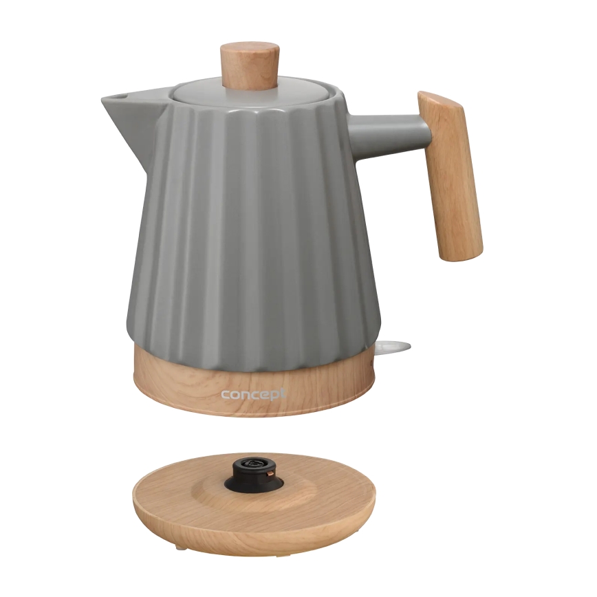 Concept RK0092 - Електричний чайник 1,5 л 1500W/230V темно-сірий/декор під дерево/кераміка