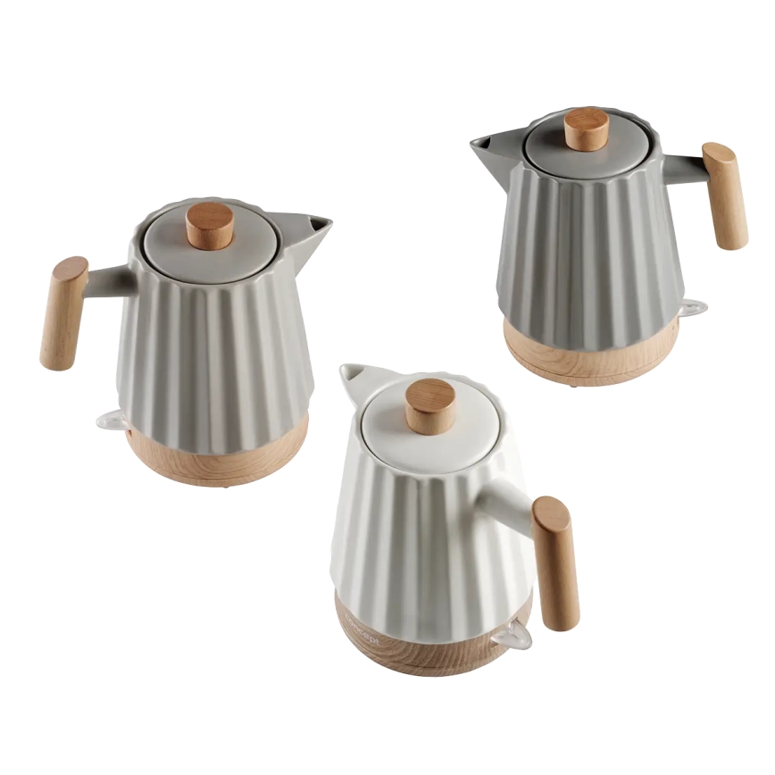 Concept RK0092 - Електричний чайник 1,5 л 1500W/230V темно-сірий/декор під дерево/кераміка