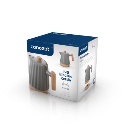 Concept RK0092 - Електричний чайник 1,5 л 1500W/230V темно-сірий/декор під дерево/кераміка