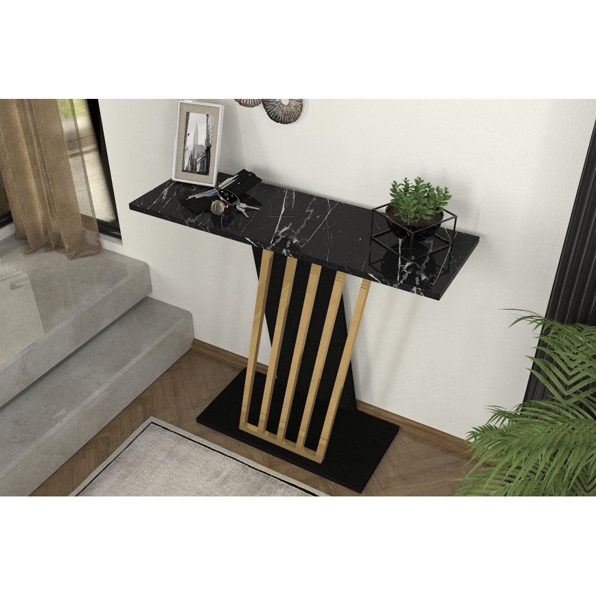 Консольный стол GRAVITY 76,8x90 см черный/золотистый