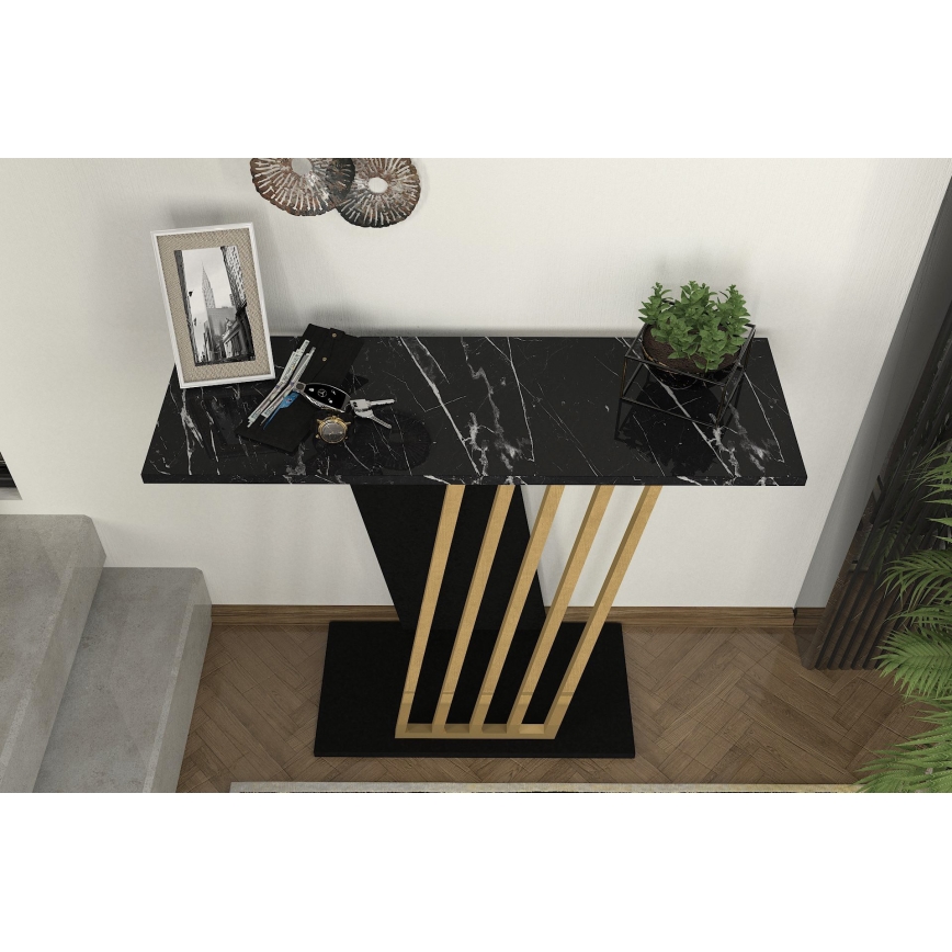 Консольный стол GRAVITY 76,8x90 см черный/золотистый