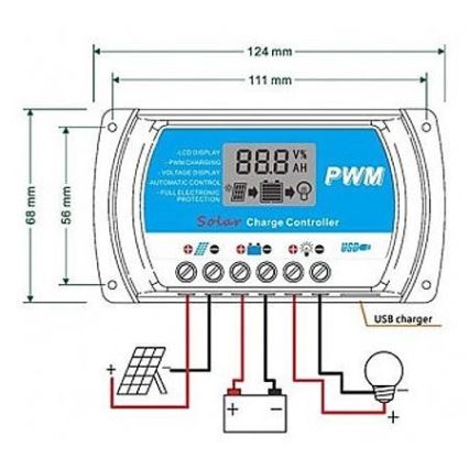 Контроллер заряда солнечных батарей PWM 12-24V/20A