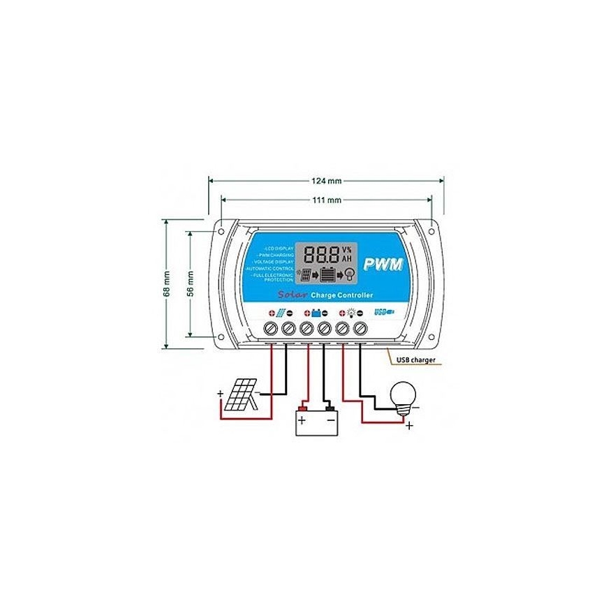 Контроллер заряда солнечных батарей PWM 12-24V/20A