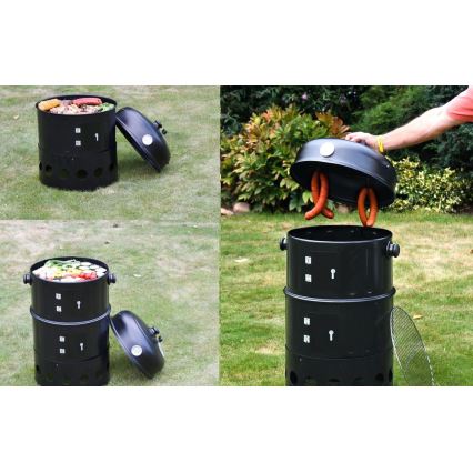 Коптильня на углях 3в1 черный