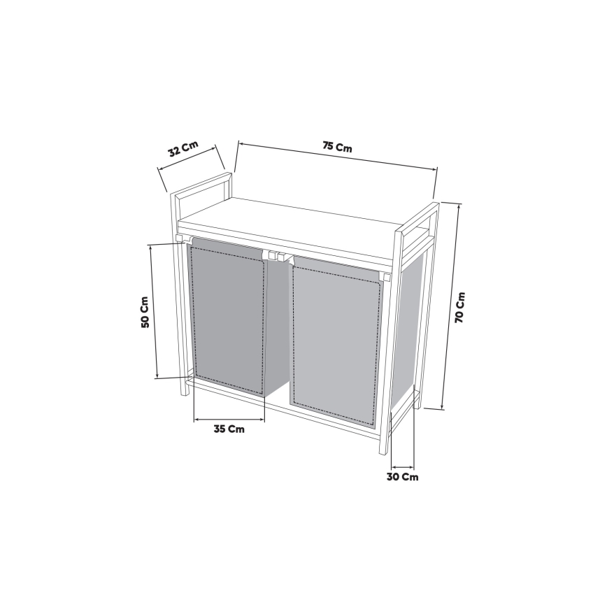 Корзина для белья 75x70 см черный