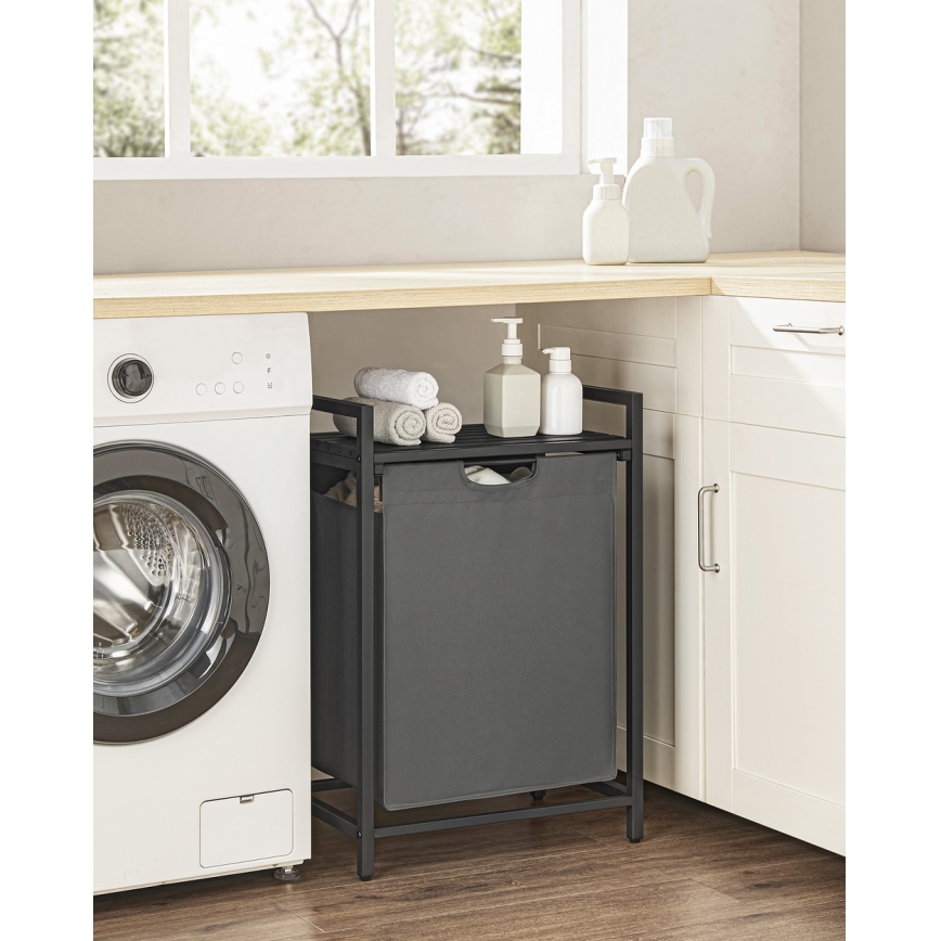 Корзина для белья REX чёрная/серая