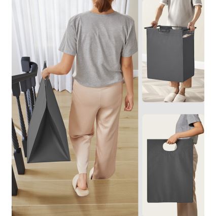 Корзина для белья REX чёрная/серая