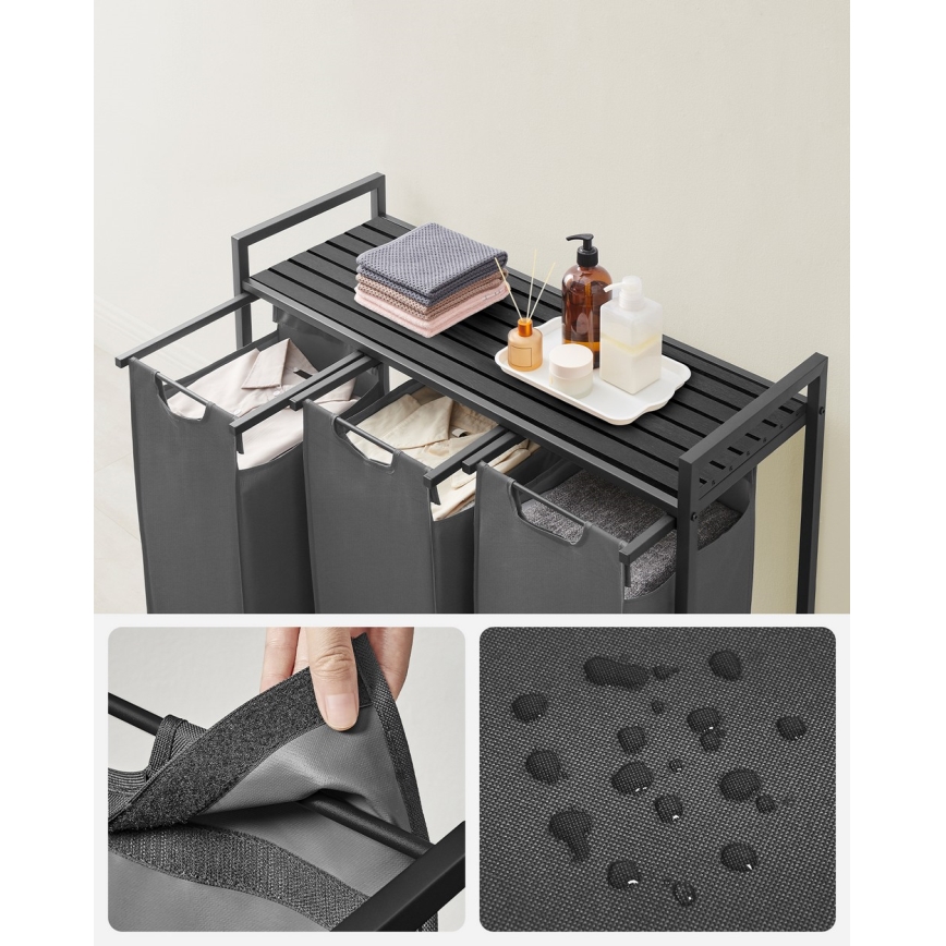 Корзина для белья REX чёрный/серый