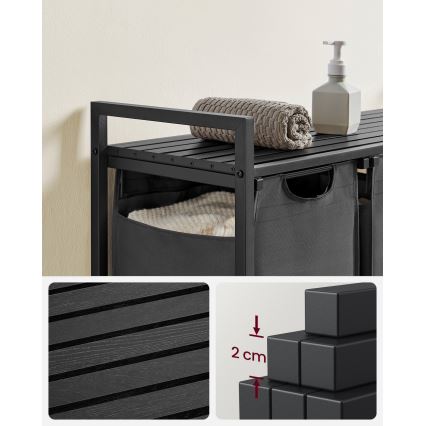 Корзина для белья REX чёрный/серый