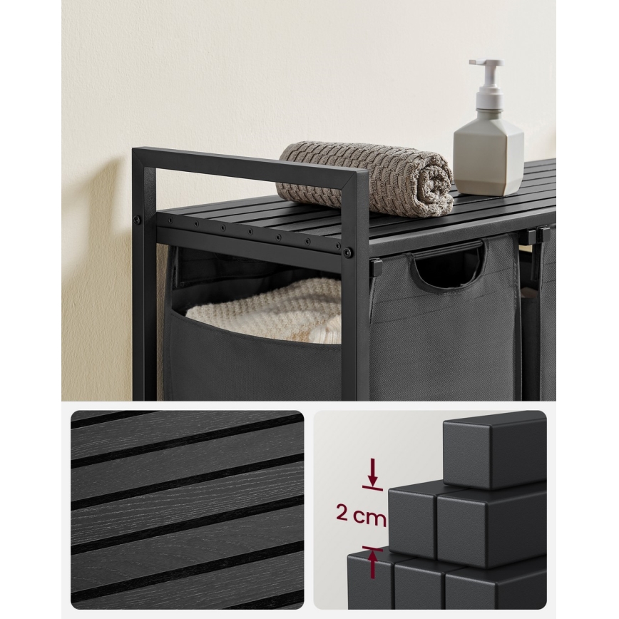 Корзина для белья REX чёрный/серый