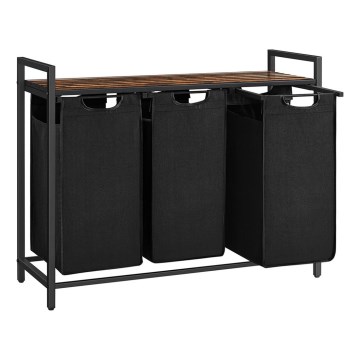 Корзина для белья REX коричневая/чёрная