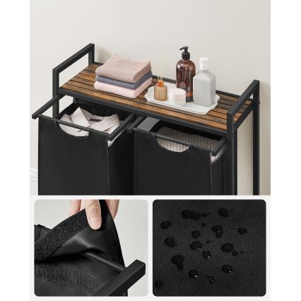 Корзина для белья REX коричневая/чёрная