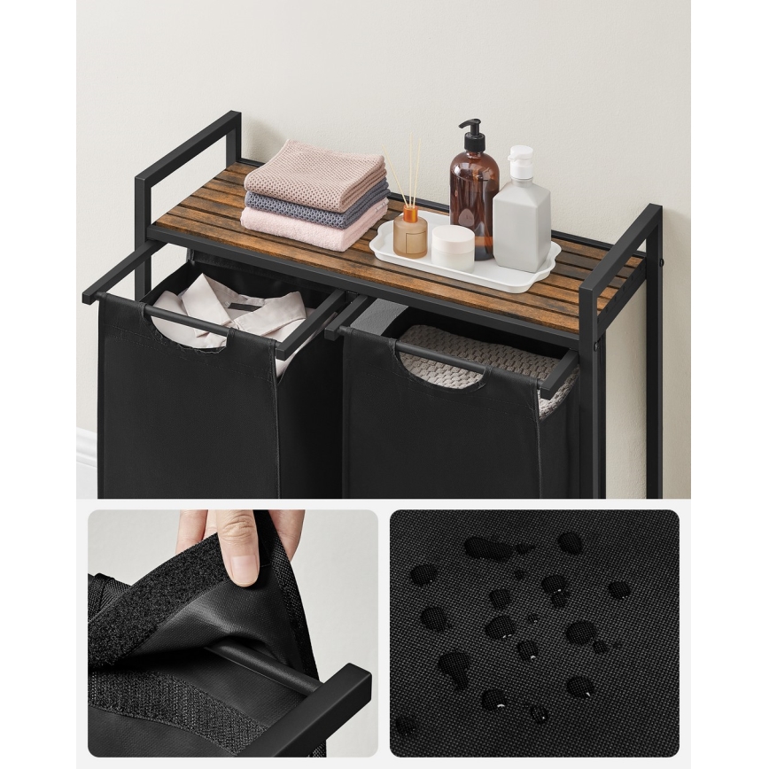 Корзина для белья REX коричневая/чёрная