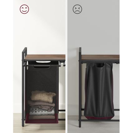 Корзина для белья REX коричневая/чёрная