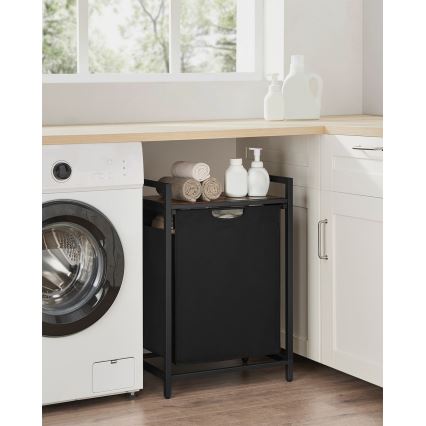 Корзина для белья REX коричневая/чёрная