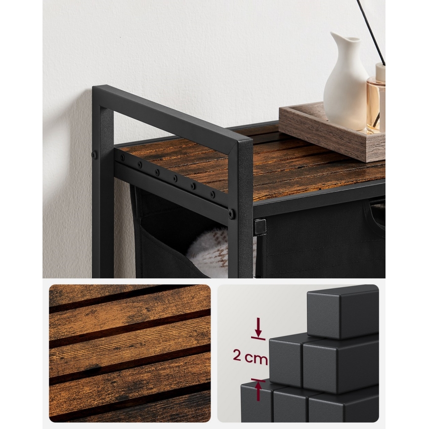 Корзина для белья REX коричневая/чёрная