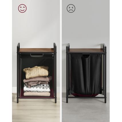 Корзина для белья REX коричневая/чёрная