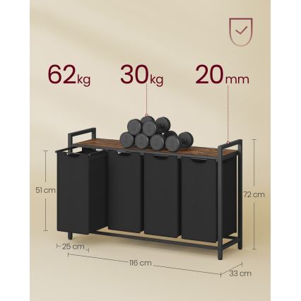 Корзина для белья REX коричневая/чёрная