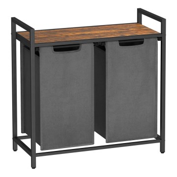 Корзина для белья REX коричневая/серая