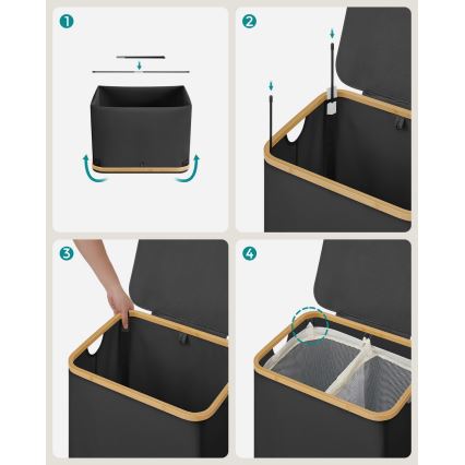 Корзина для белья TATE, чёрная