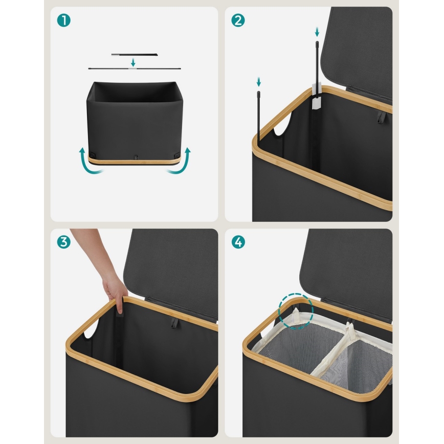 Корзина для белья TATE, чёрная