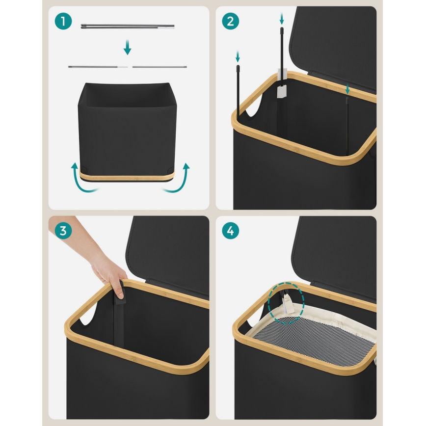 Корзина для белья TATE чёрная