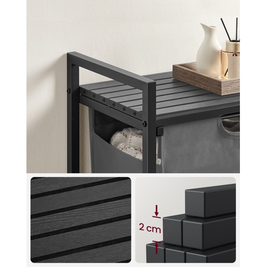 Корзина для білизни REX чорна/сіра