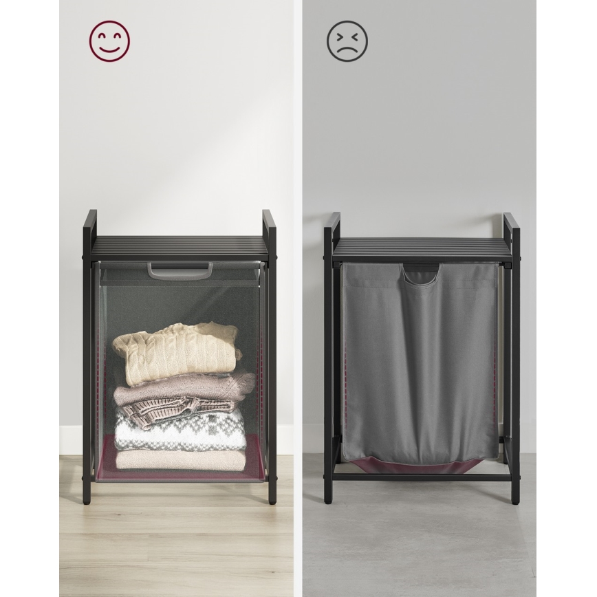 Корзина для білизни REX чорна/сіра