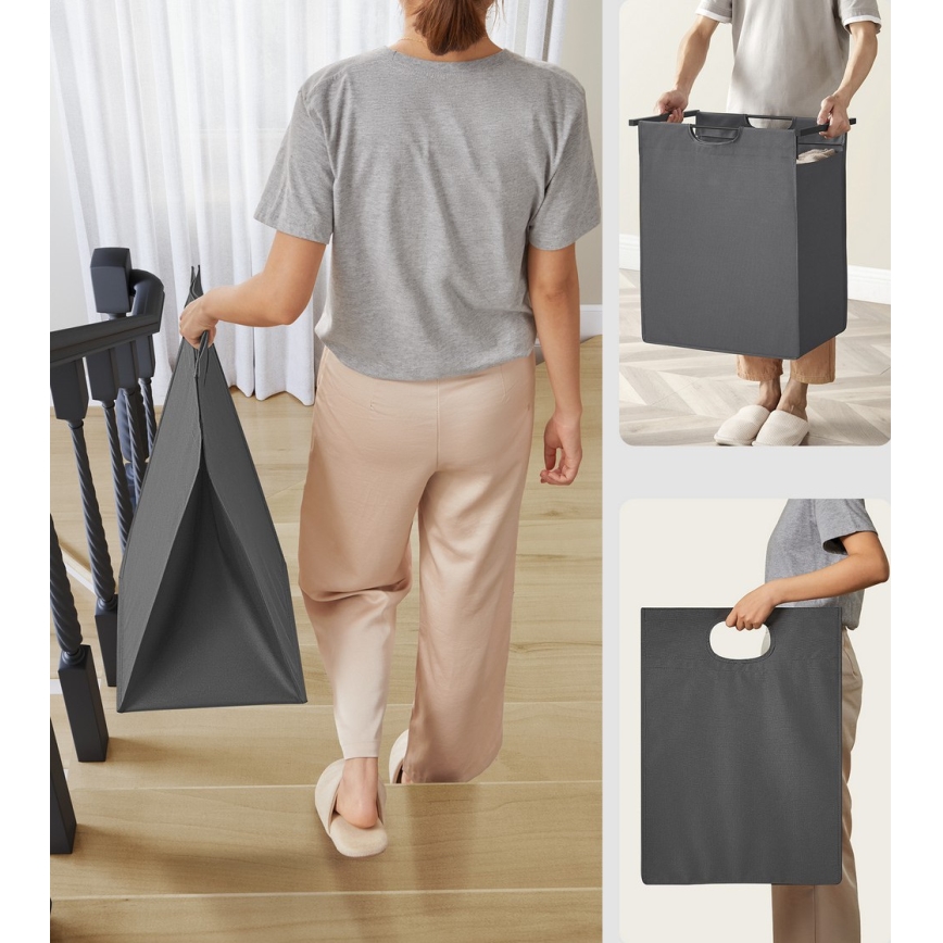 Корзина для білизни REX чорна/сіра