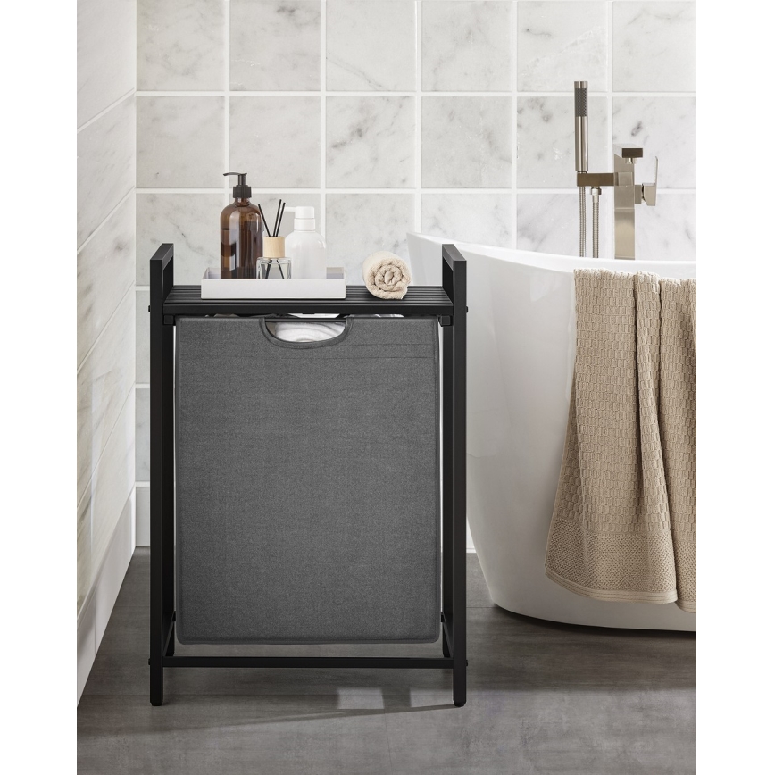 Корзина для білизни REX чорна/сіра