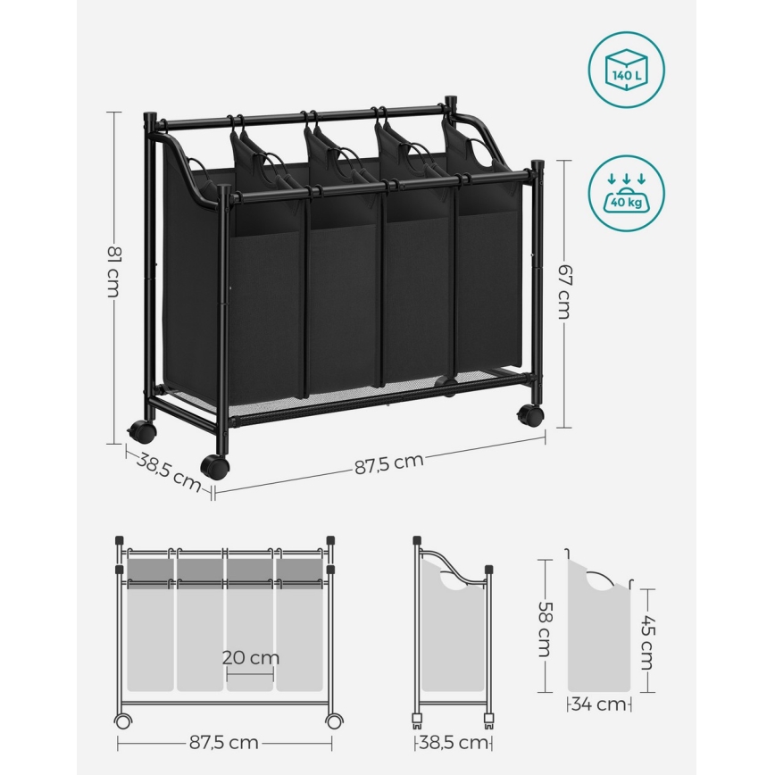 Кошик для білизни LINA чорний