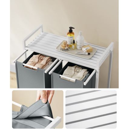 Кошик для білизни REX білий/сірий