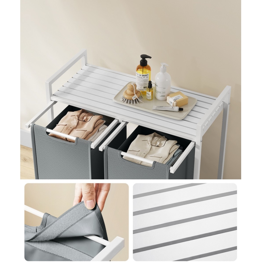 Кошик для білизни REX білий/сірий