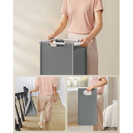 Кошик для білизни REX білий/сірий