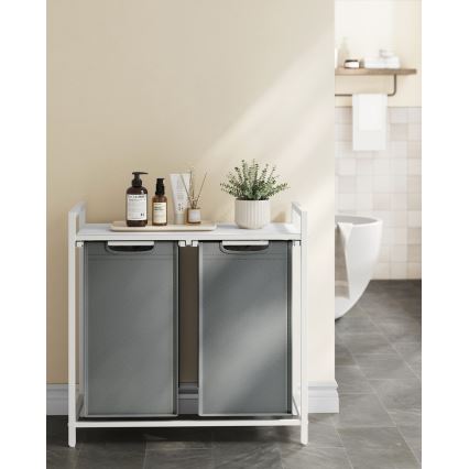 Кошик для білизни REX білий/сірий