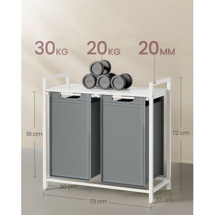 Кошик для білизни REX білий/сірий