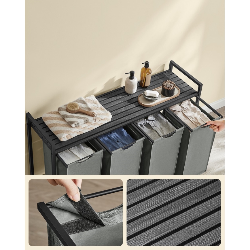 Кошик для білизни REX чорний/сірий