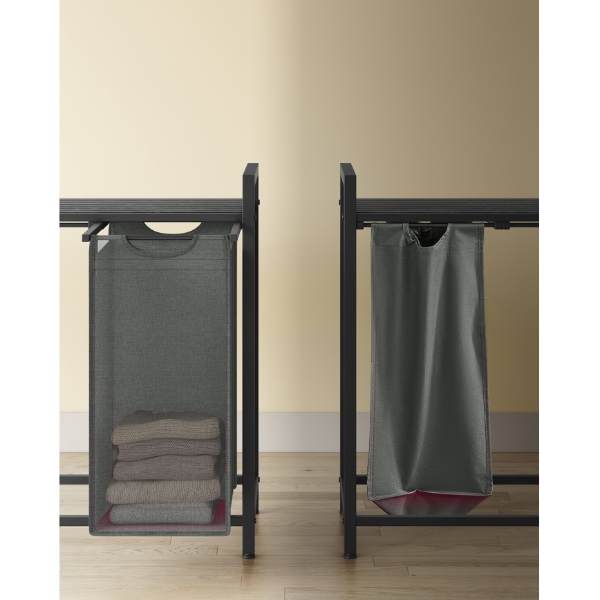 Кошик для білизни REX чорний/сірий