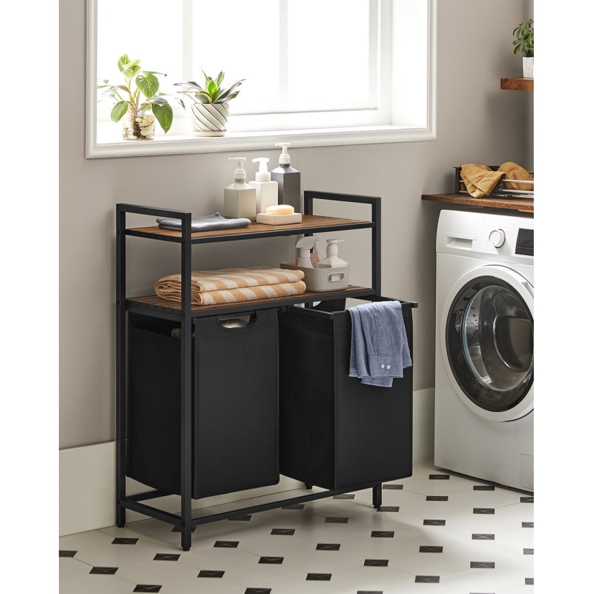 Кошик для білизни REX, коричневий/чорний